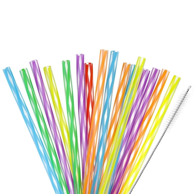 Pajita Reutilizable para Beber 48 Unidades 150mm/5.91" con Impresión Colorida Y Resistente con un Cepillo Limpieza para Bebidas Té Burbujas Congeladas.