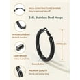 thumbnail image 4 of FindChic 40mm Hoop Earrings for Women Black Hoops Stainless Steel Loop Earrings, Birthday Valentines Day Gifts for Girlfriend with Box, 4 of 8