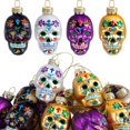 thumbnail image 1 of Adornos de cristal Watayo con forma de calavera de azúcar del Día de los Muertos, 12 unidades, 1 of 7