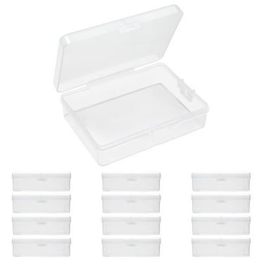 12 Pack 3.5x2.6x1.1 Inches Small Clear Plastic Box Storage Containers with Hinged Lid Rectangular for Organizing Small Parts, Office Supplies, Clips