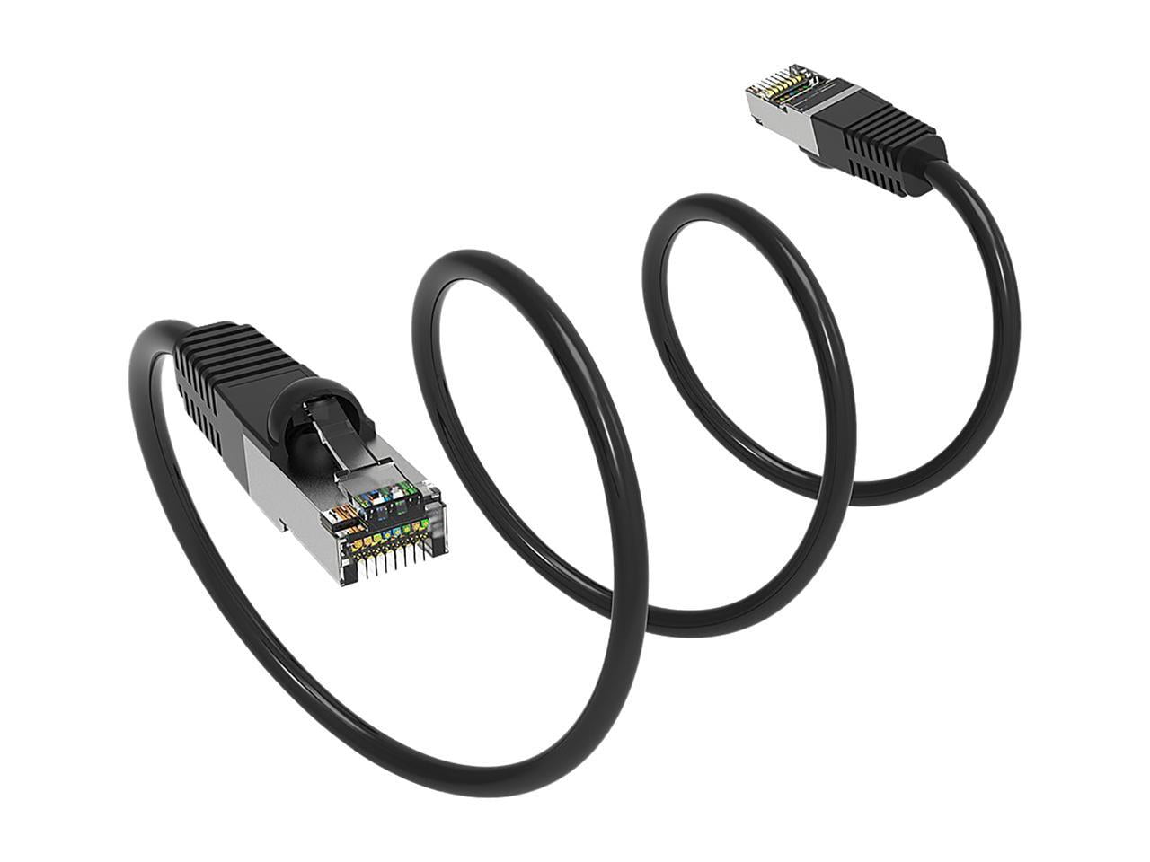 Nippon Labs Cat7 Shielded (SSTP) 600MHz Ethernet Network Booted Cable, 26AWG 20 Feet Gigabit LAN Network Cable RJ45 High Speed Patch Cable, Black, 60CAT7-20BK