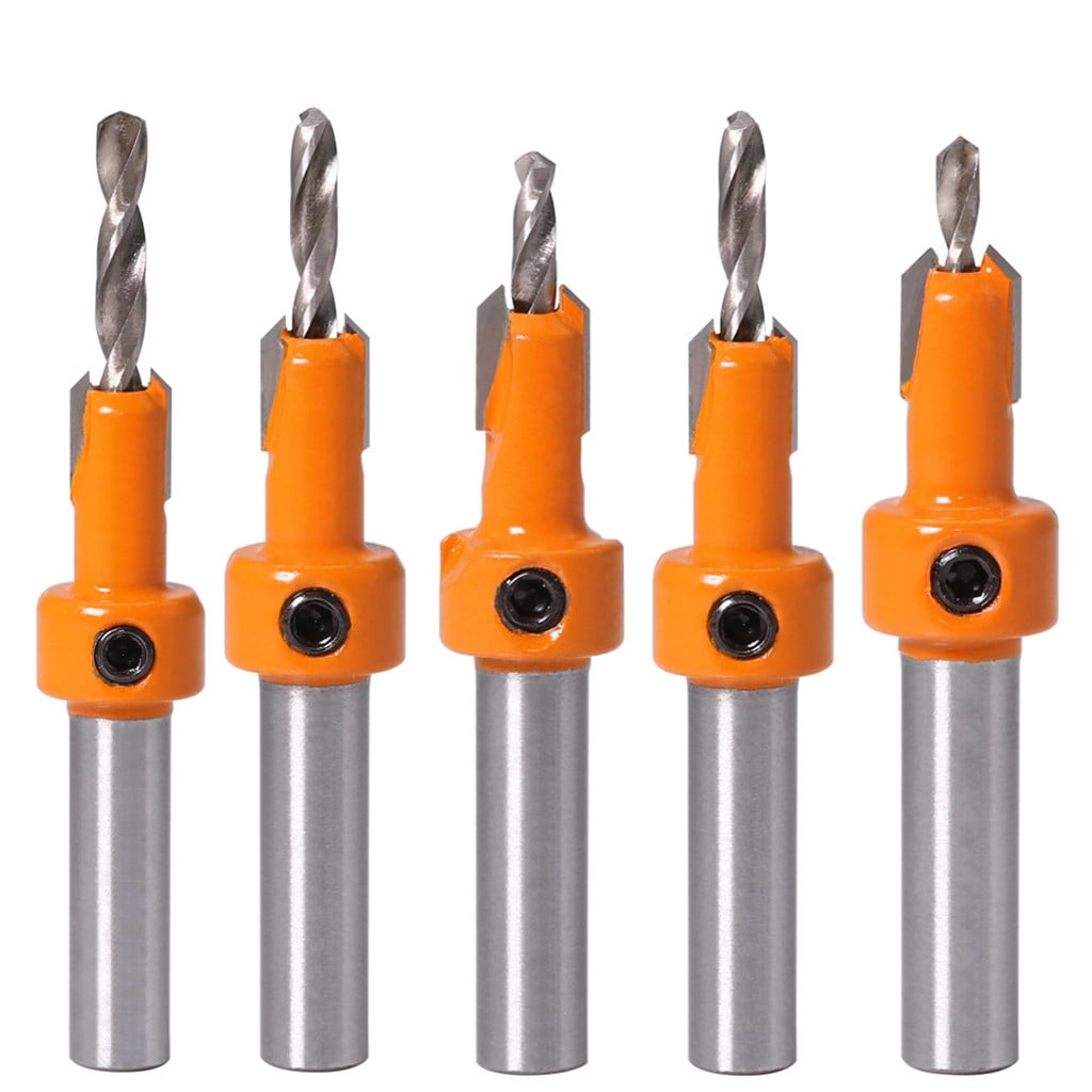 5pcs Countersink Drill Bit with L-Wrench for Wood Quick Change Bit for Countersink Or Chamfer Woodworking Tools 