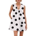 thumbnail image 3 of Tauxra Summer Dresses for Women V Neck Short Sleeve Loose A-Line Knee-Length with Pockets Polka Dot Pleated Flowy Sundress, 3 of 8