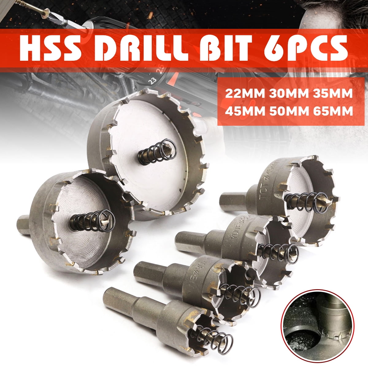 6Pcs Set HSS Hole Saw Set Carbide Tip TCT Drill Bit Hole Saw For Metal