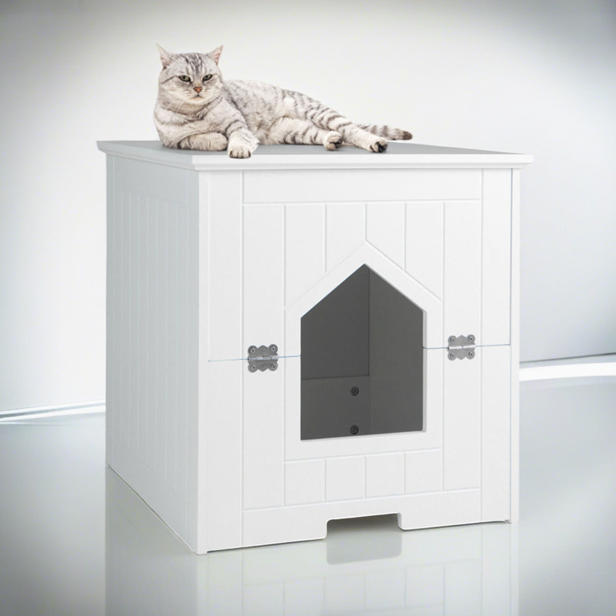 Kadyn 20" Cat Litter Box Enclosure with Flip Magnetic Half Door, Hidden Cat House Enclosed, White