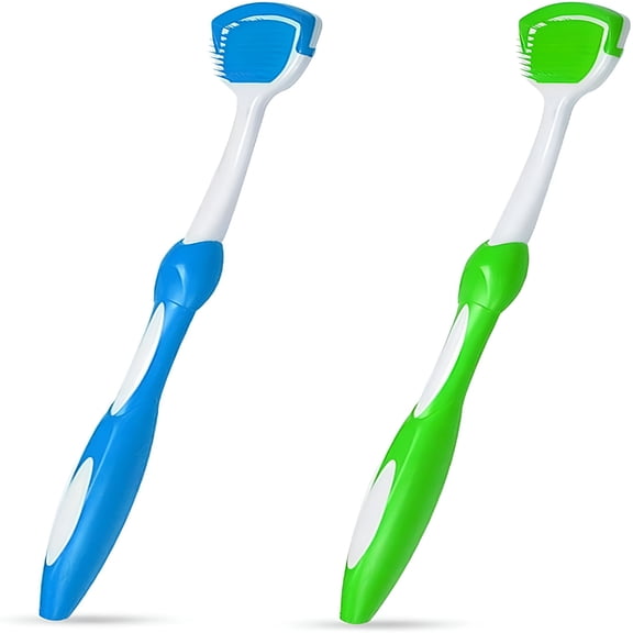 ACDANC Tongue Brusher,2 Pcs Tongue Cleaner Tool for Reduce Bad Breath and Maintain Mouth Health (Blue,Green)