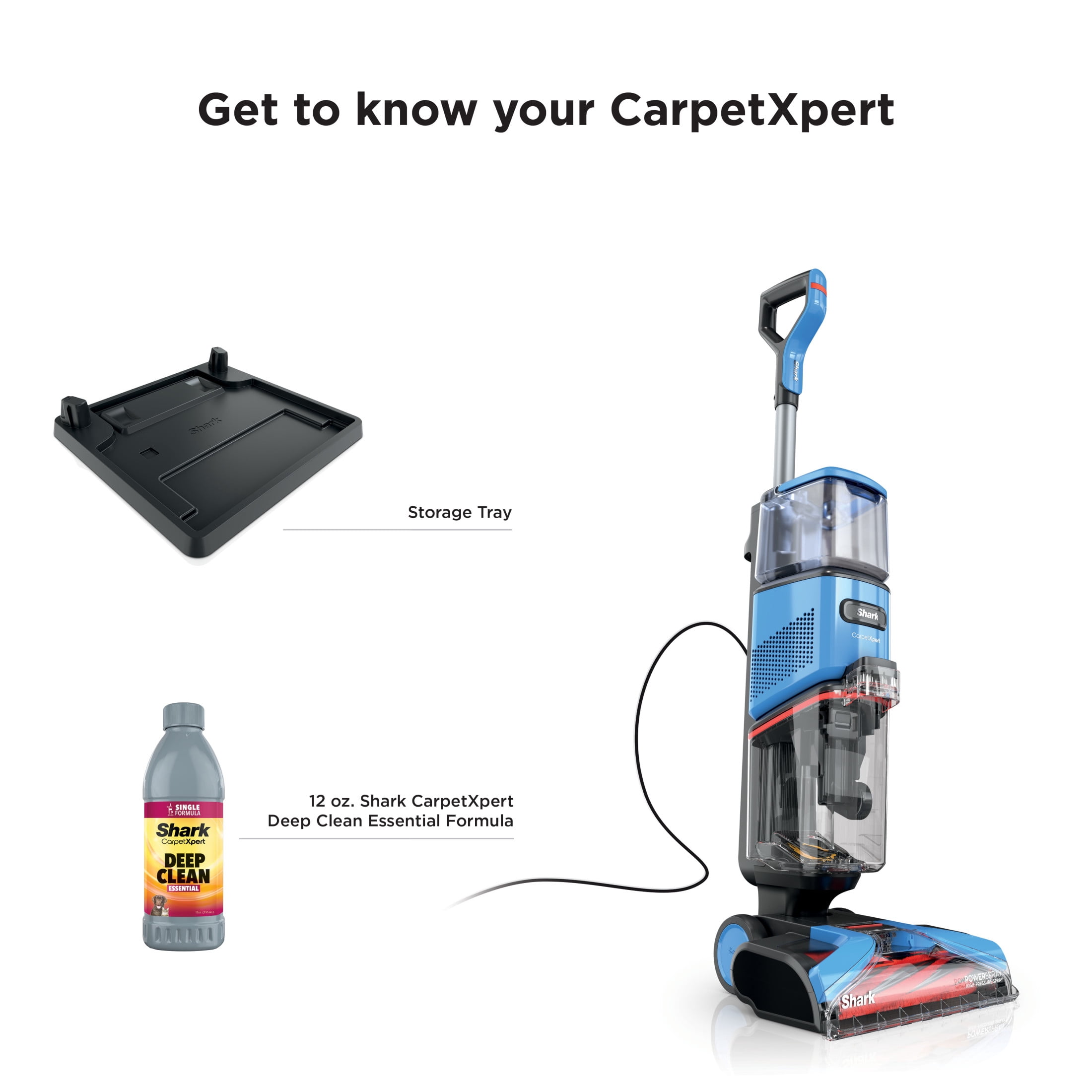 Shark CarpetXpert Upright Carpet & Area Rug Cleaner, Pet Friendly, Lightweight & Powerful, Dirt & Odor Removal, Carpet Shampooer, Cleaning Solution, EX120 Blue