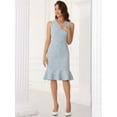 thumbnail image 4 of DARING DIVA Sleeveless V Neck Ruffles Bodycon Plaid Dress XS White Blue, 4 of 6