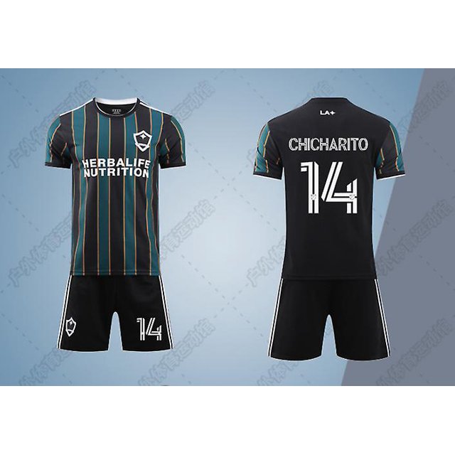 Nuevo 2021/2022 Camiseta de fútbol para niños 8 # J.dos Santos 14 # Chicharito Camisetas de fútbol Conjunto de pantalones cortos-14 Negro-22 BmatwkZeng Bmatwk Jersey