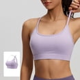 thumbnail image 2 of Feancey Womens Yoga Bras Open Back Sports Bra Moisture Wicking Quick Dry Workout Bras Low Impact Breathable Wireless Brassiere for Training Purple S, 2 of 10