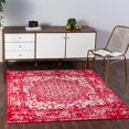 thumbnail image 3 of 7.75' x 7.75' Medallion Red and Ivory Square Area Throw Rug, 3 of 9