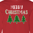 thumbnail image 4 of Inktastic Merry Christmas Green Plaid Christmas Trees Long Sleeve T-Shirt, 4 of 5