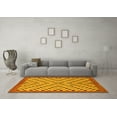 thumbnail image 3 of Ahgly Company Indoor Round Checkered Yellow Modern Area Rugs, 4' Round, 3 of 4