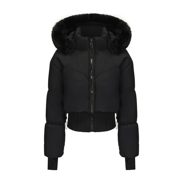 Parkas de manga larga para mujer, chaqueta de color liso con agujero para el pulgar, parkas de manga larga con capucha y cremallera corta, parte superior de poliéster para mujer