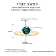 thumbnail image 5 of Rosec Jewels London Blue Topaz Heart Engagement Ring 2 Carat - Blue Topaz Diamond Ring - AAA Quality - With Jewelry Box, 18K Yellow Gold, US 13.00, 5 of 9