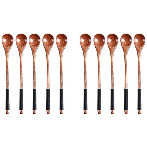 10 Piezas Cucharas de Madera Cucharas de Cocina Cucharas de Miel Cucharas de Arroz Cuchara Mezcladora Cucharadita de Madera para Café Té Mermelada Sales de Baño