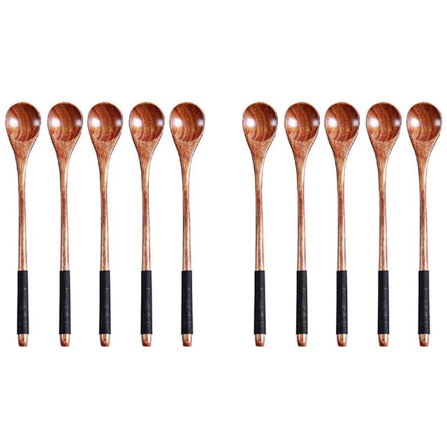 10 Piezas Cucharas de Madera Cucharas de Cocina Cucharas de Miel Cucharas de Arroz Cuchara Mezcladora Cucharadita de Madera para Café Té Mermelada Sales de Baño