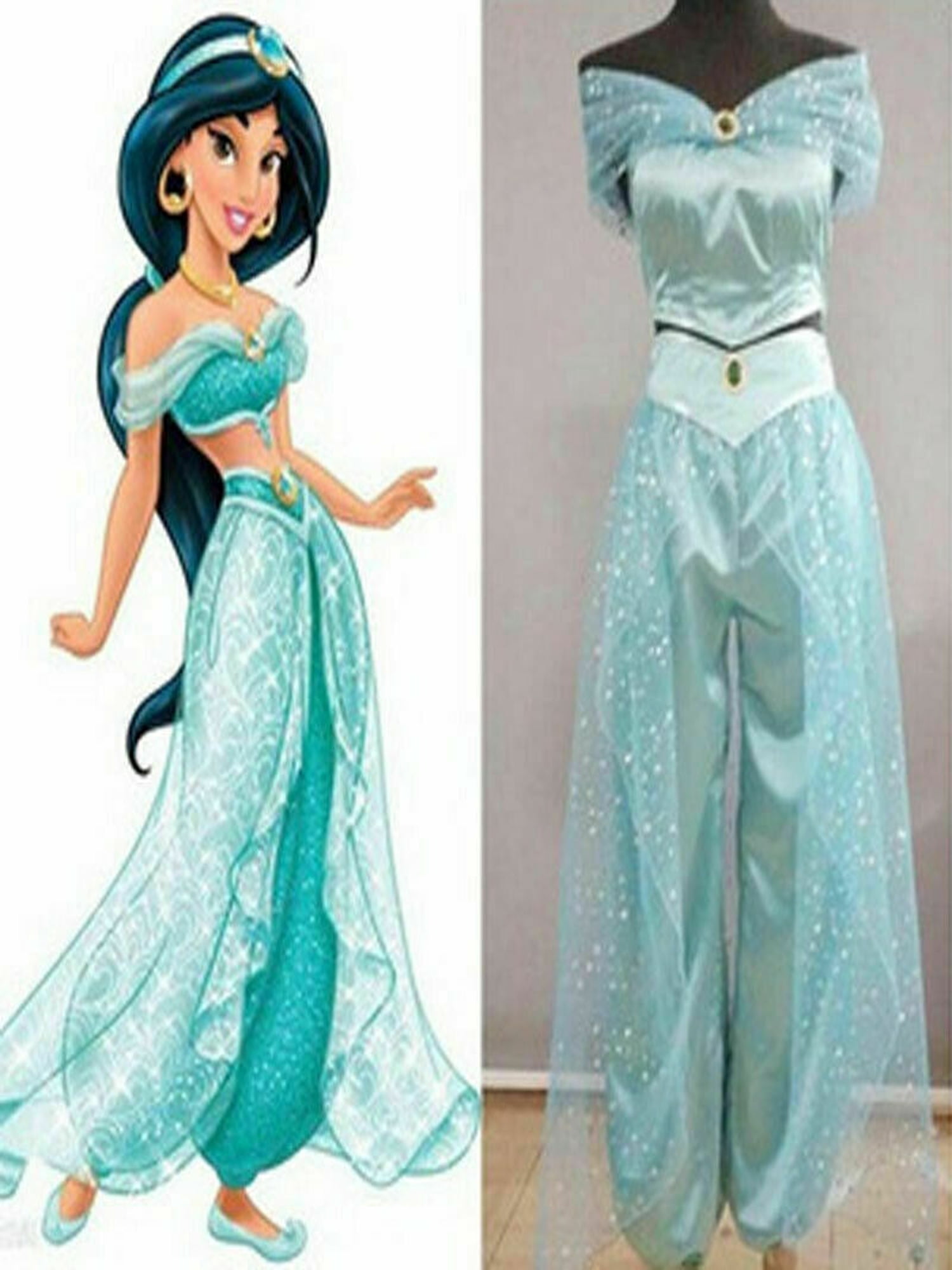 Aladdin Jasmine Princess Cosplay Women Girl Garment Fancy Dress Up ...