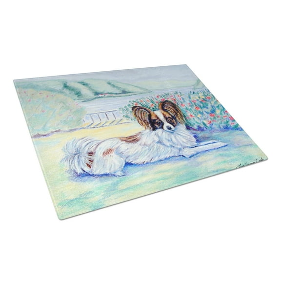 Caroline's Treasures 7244LCB Papillon Glass Cutting Board Large, 12H x 16W, multicolor