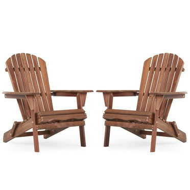 Set of 2 Wooden Outdoor Folding Adirondack Chairs - Patio Lounge Chairs for Garden, Lawn, Backyard, Deck, Poolside, Fire Pit Easy Assembly Outdoor Furniture