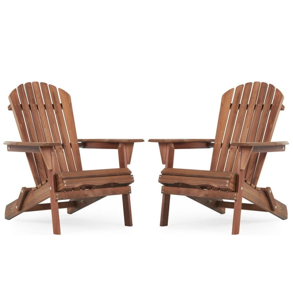 FFZ Wooden Outdoor Folding Adirondack Chair Set of 2 Wood Lounge Patio Chair
