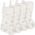 thumbnail image 4 of XJGHHSY 4 Pack Christmas Stockings - 19 inch Cream White Faux Fur Xmas Stockings with Silver Sequin Snowflakes Super Soft Thick Plush Xmas Stockings for Christmas Decoration Holiday Decor,White, 4 of 8