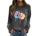 thumbnail image 1 of EHQJNJ Sweat-Shirt pour Femmes Col Rond Graphique Décontracté Manches Longues Raglan Imprimé Pissenlit Coloré Pull Sweat-Shirt Tendance, 1 of 5