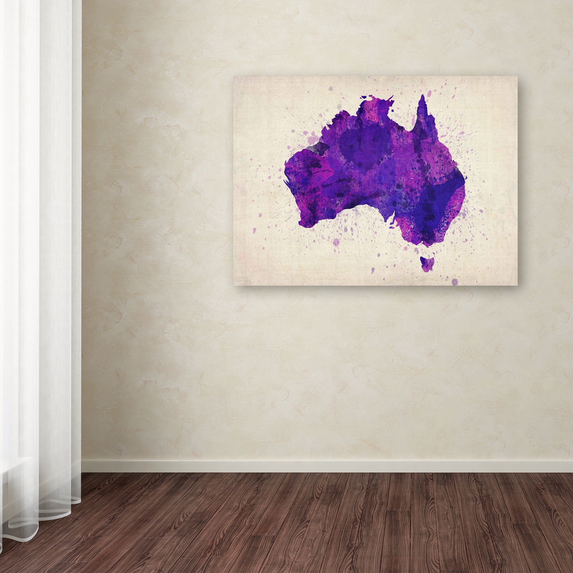 Trademark Art 'Australia Paint Splashes Map' Canvas Art by Michael Tompsett