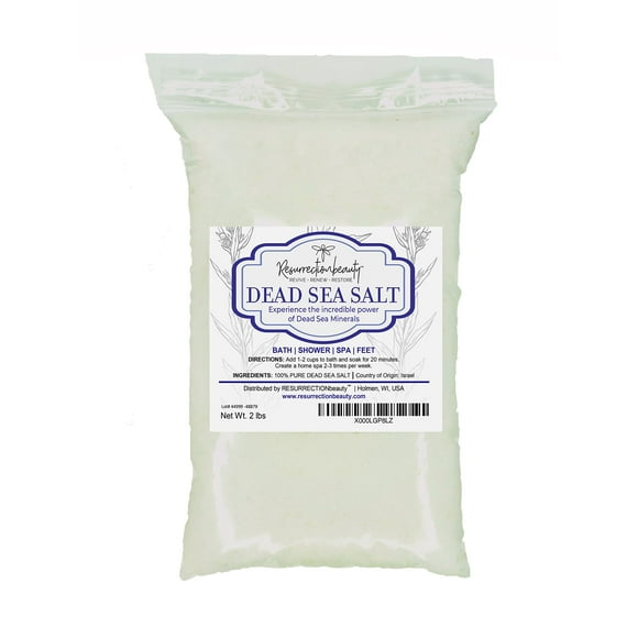 RESURRECTIONbeauty 100% Pure Dead Sea Salt, Bulk Bath Salts for Home Spa & Salt Scrub, Bath & Foot Soak, 2 lb