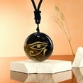 thumbnail image 4 of Collar de moda Ojo de Horus de 7 mm y 30 mm con cordón negro ajustable Joyería Ojo de Horus Amarillo, 4 of 6