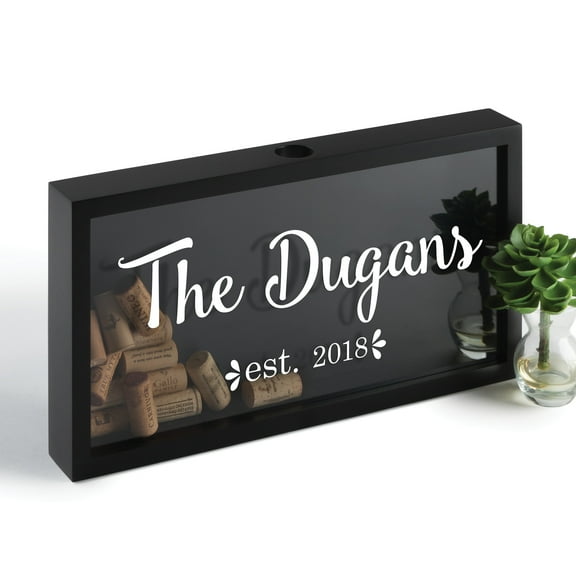 Personalized Wine Cork Shadow Box - Family Name