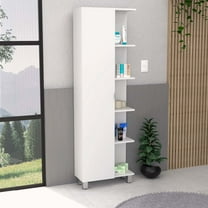 Depot E-Shop Venus Linen Single Door Cabinet with 5 Open Shelves and 4 Inner Shelves, White