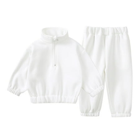 

Christmas Boys Suit Warm Soft Solid Sweatshirt Sweatpants Jogger Set Fall Winter Hoodie and Sweatpants Suit White 120