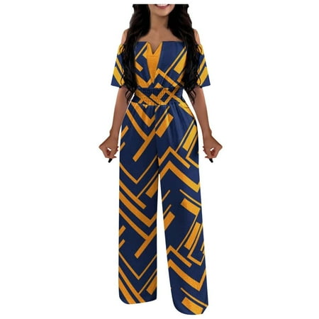 

Women s Jumpsuits Rompers & Overalls Summer One Shoulder Printed Waist Sweet Fashion Jumpers for Women