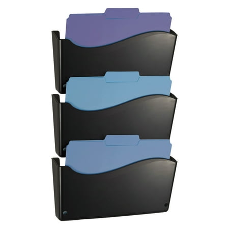 Officemate 2200 Series Wall File System, Letter, Black, 3/Pack -OIC22382