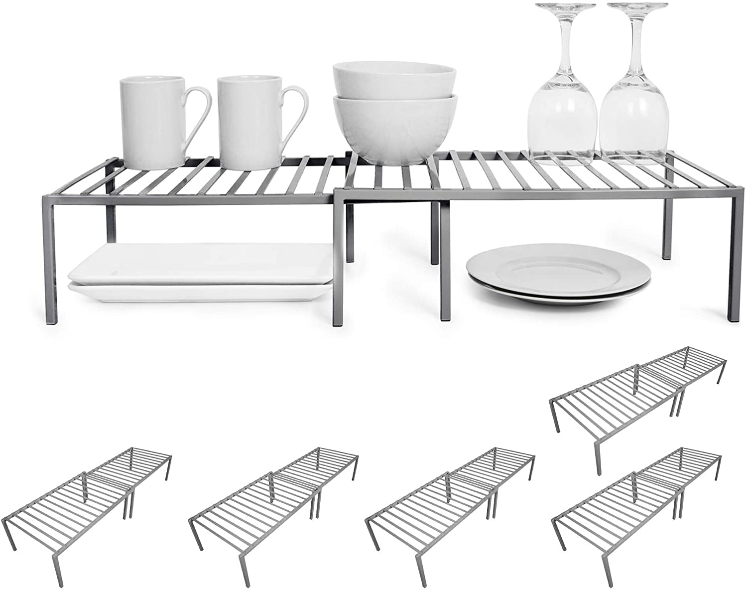 Smart Design Premium Cabinet Storage Shelf - Set of 6 - Large Expandable 16-32 x 10 Inch - Steel Metal Frame - Rust Resistant Coating - Counter, Pantry, Shelf Organizer - Kitchen - Charcoal Gray - Walmart.com Smart Design Premium Cabinet Storage Shelf - Set of 6 - Large Expandable 16-32 x 10 Inch - Steel Metal Frame - Rust Resistant Coating - Counter, Pantry, Shelf Organizer - Kitchen - Charcoal Gray - Walmart.com