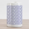 thumbnail image 2 of Safari Ceramic Toothbrush Holder, Abstract White Silhouettes Exotic Crowned Crane Birds Grass and Flowers, Decorative Versatile Countertop for Bathroom, 4.5" X 2.7", Lavender Blue and White, 2 of 4