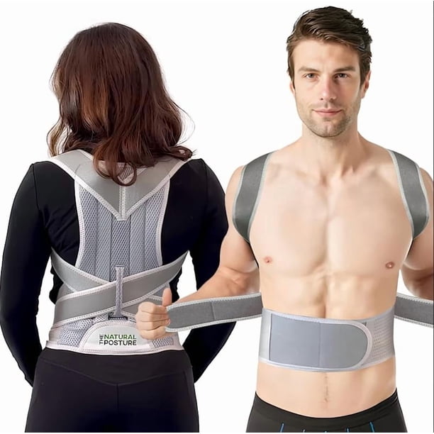 Corrector de postura natural para hombres y mujeres: soporte lumbar y enderezador de hombros. Brinda soporte y alivio para la zona lumbar. Ajustable, cómodo y fácil de usar.