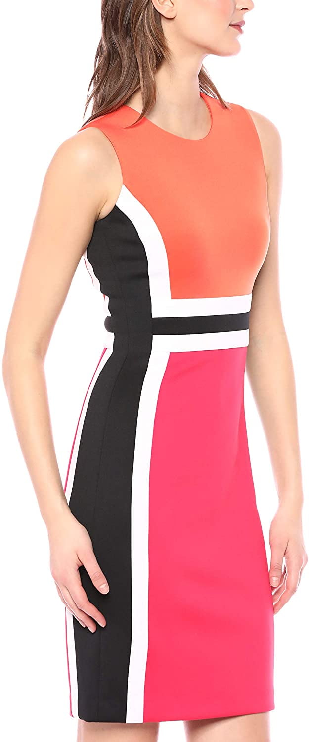 colorblock sleeveless sheath dress