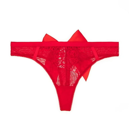 

Women Sexy G-String Thong with Bow Low Waist See Through Panties Breathable Underwear