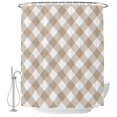 thumbnail image 2 of Minimalistic Checkered Beige Rural Style, Waterproof Fabric Shower Curtain, Waterproof Fabric Shower Curtain for Bathroom Curtains Bathtubs Hotel Washable Shower Curtains with 12 Hooks Small 36x72in, 2 of 8