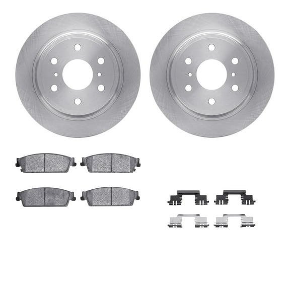 Dynamic Friction Company Rear Brake Rotors with Heavy Duty Brake Pads includes Hardware 6212-48064