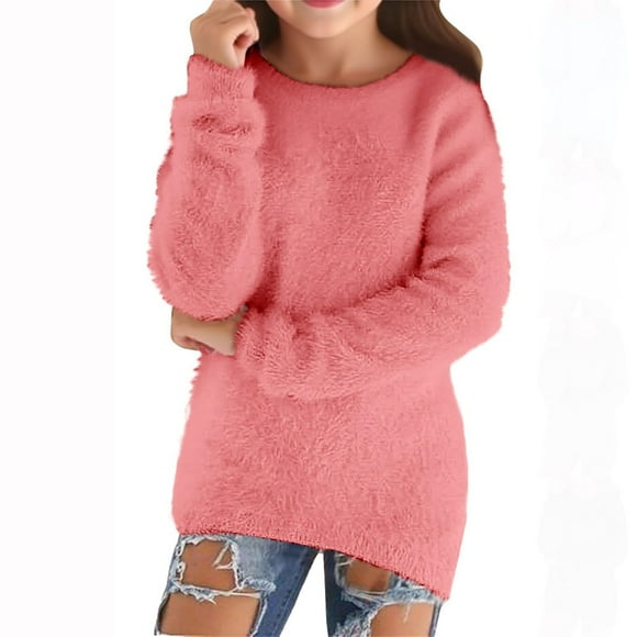 Manteaux pour Filles Manches Longues Mode Décontractée Automne Chandail en Molleton Uni Col Rond pour Garçons et Filles - Parfait pour Décontracté, Usage Quotidien et Occasions Spéciales