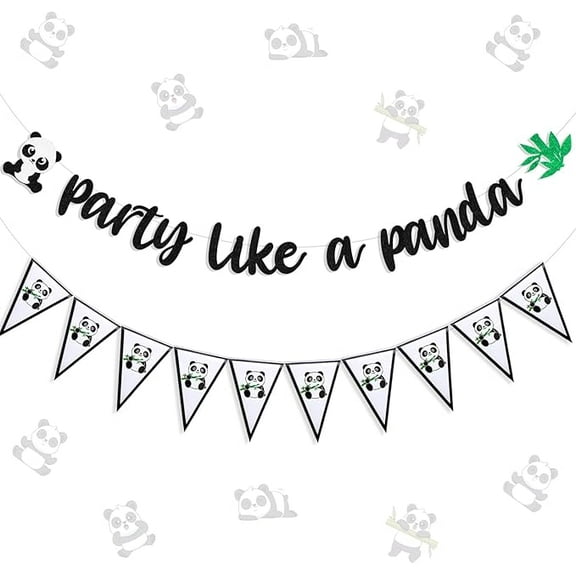 Party Like a Panda Banner Panda Party Decorations Panda Pennant Banner Panda Theme Birthday Hanging Garland Panda Bamboo Banner Animal Theme Kids Birthday