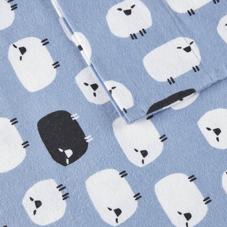 Woolrich 4-Piece Queen Flannel Sheet Set, Blue Sheep photo 2