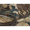 thumbnail image 3 of Ambesonne Earthy Boho Quilted Coverlet 3 Pcs, Gothic Woods Waves Sun, King Size, Dark Slate Blue Cinnamon, 3 of 4