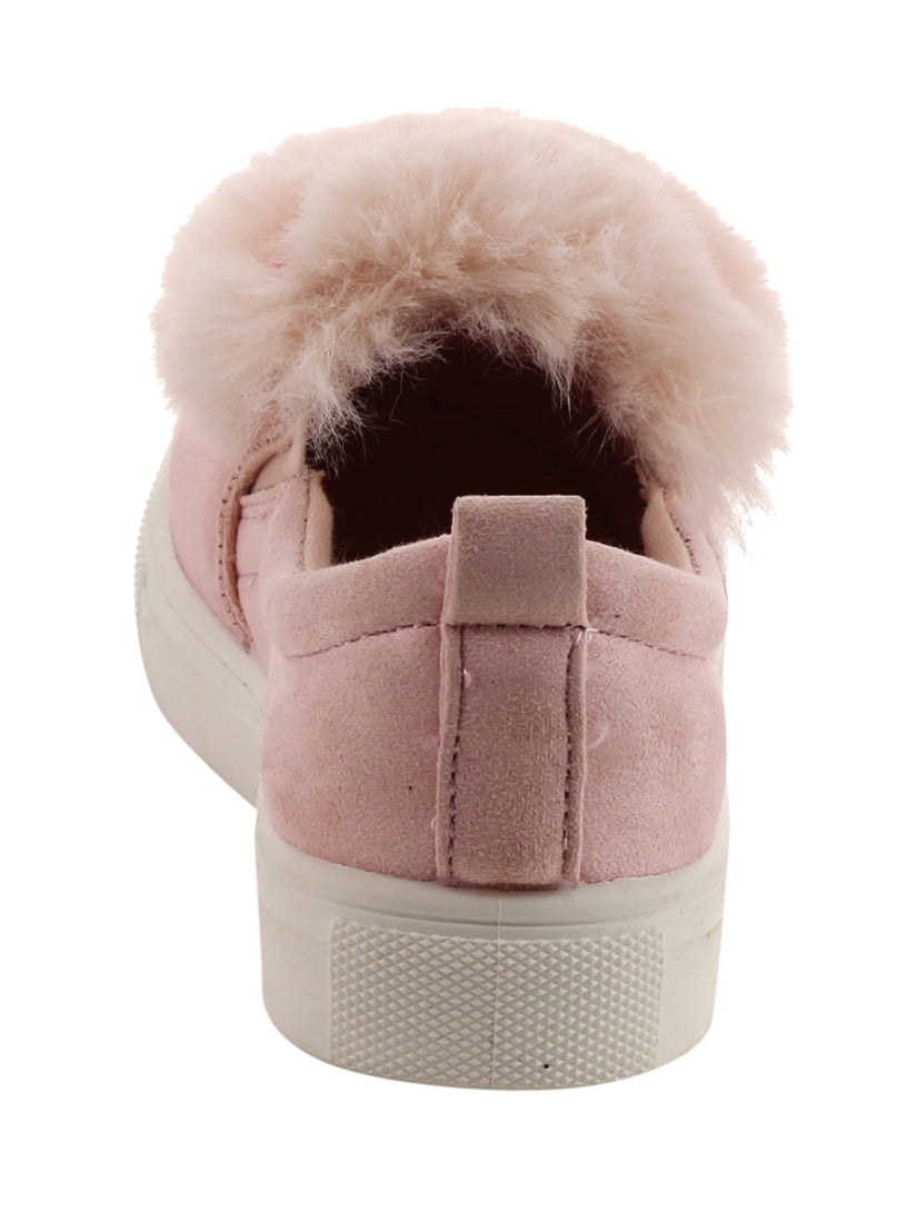 Betani EI61 Girls Low Top Elastic Gore Side Pom Poms Slip On Fashion Sneakers