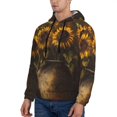 thumbnail image 3 of Naloa Rustic Sunflower Bouquet Men's Casual Hooded Collar Drawstring Hoodies Pullover Sweatshirts Casual Long Sleeve Shirts-4X-Large, 3 of 7