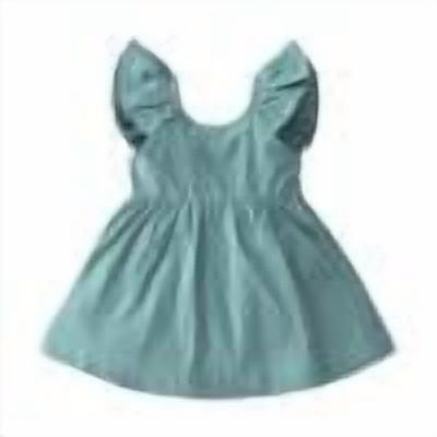 DHFJKG Dress Girls Dresses Flutter Sleeve Round Neck Solid Color Casual Summer Dress For Toddlers Age 2-6 Elastic Waist Comfortable Play Knee-Length Cute Sundress