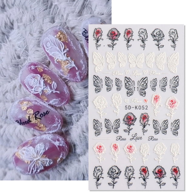 Ganfancp Nail Art Pegatina En Relieve 5D Tridimensional Hueco Blanco Encaje Flor Uñas Apliques Artículos En Liquidación 1 Adhesivo para Uñas